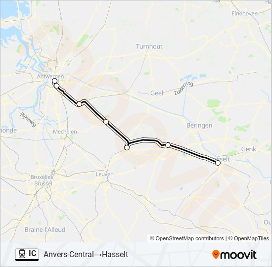 Plan de la ligne IC de train