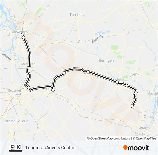 Plan de la ligne IC de train