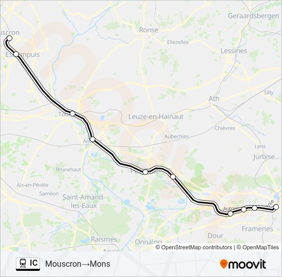 Plan de la ligne IC de train