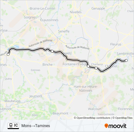 Plan de la ligne IC de train