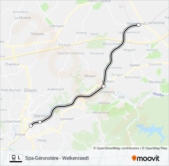 Trein L lijnkaart