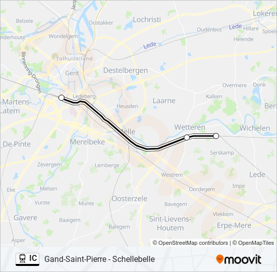 Plan de la ligne IC de train