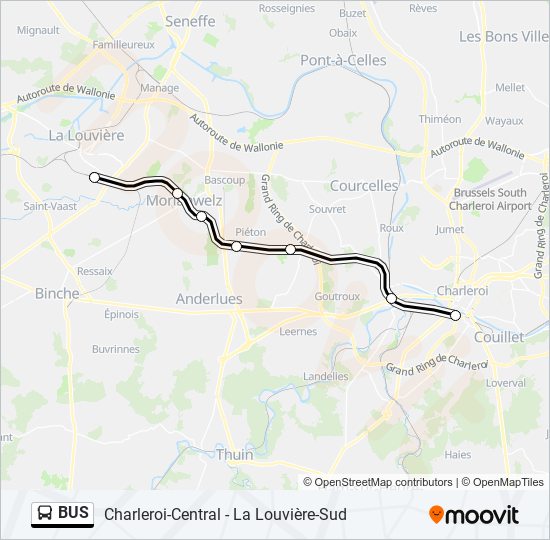 bus Route: dienstregelingen, haltes en kaarten - La Louvière-Sud ...