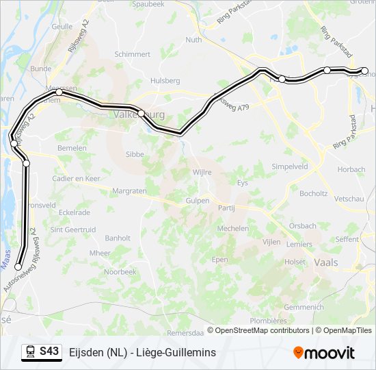 Plan de la ligne S43 de train