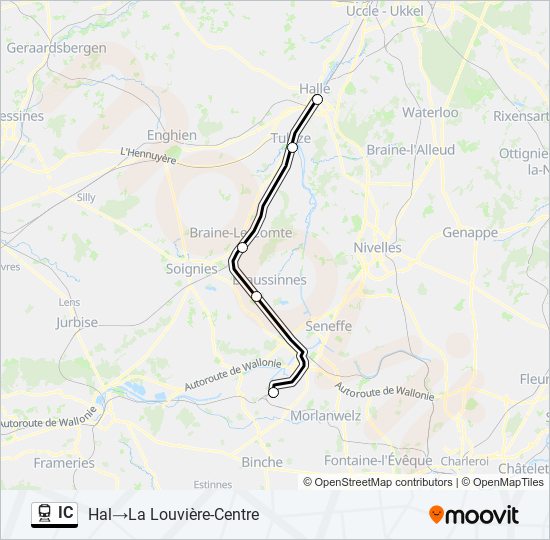 Plan de la ligne IC de train