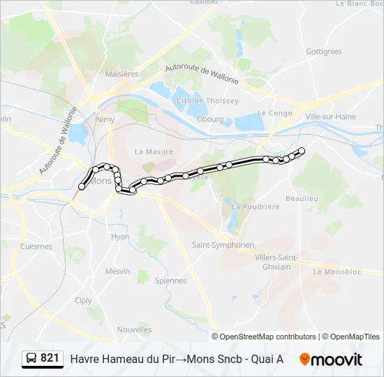 821 Bus Line Map