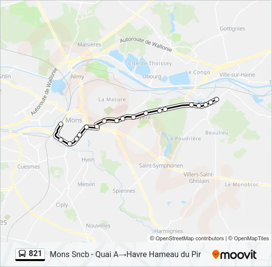 821 Bus Line Map
