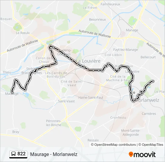 822 Bus Line Map