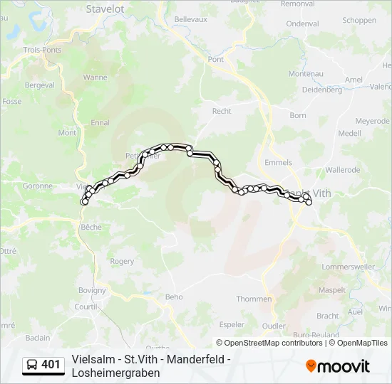 Plan de la ligne 401 de bus