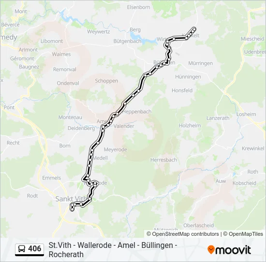 Bus 406 lijnkaart