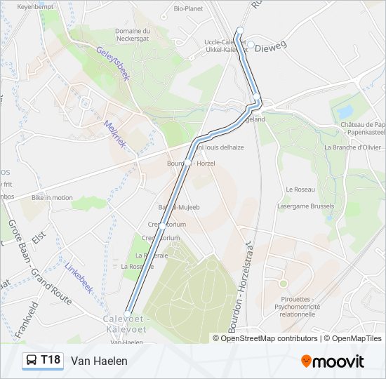 T18 bus Line Map