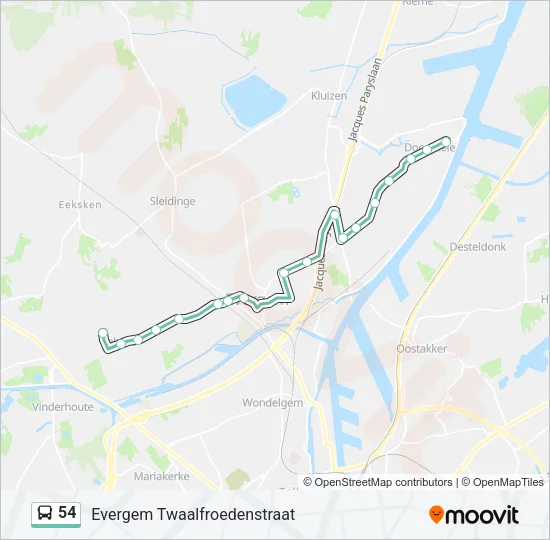 54 Bus Line Map