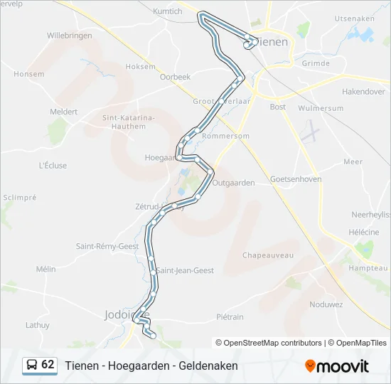 Plan de la ligne 62 de bus