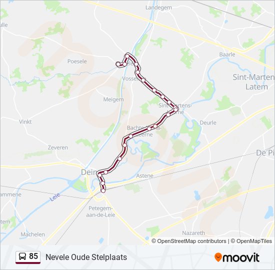 Plan de la ligne 85 de bus