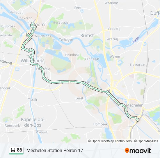 Plan de la ligne 86 de bus