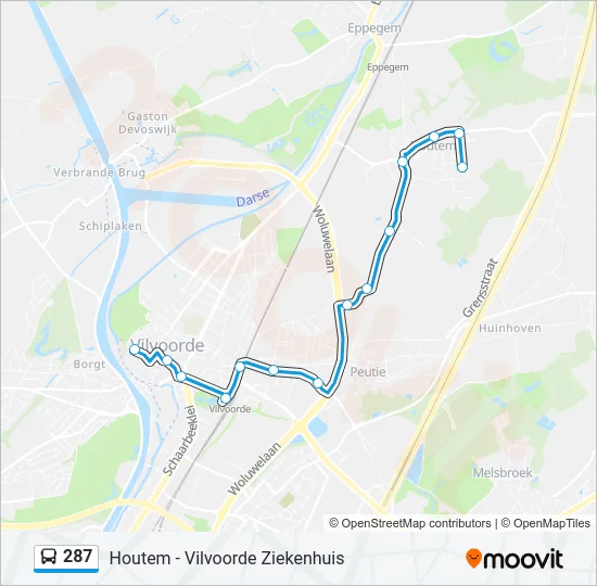 287 Bus Line Map