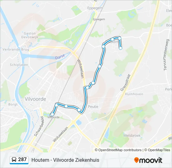287 Bus Line Map