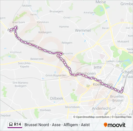 R14 Bus Line Map