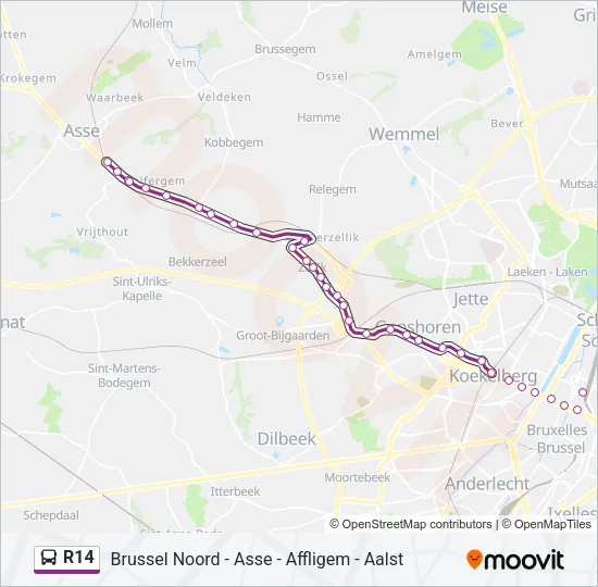 R14 Bus Line Map