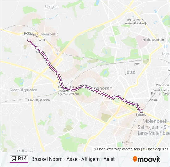 R14 Bus Line Map
