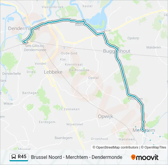 R45 Bus Line Map