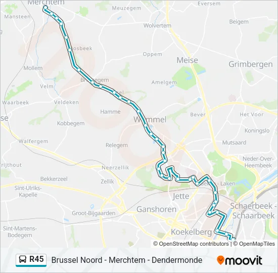 R45 Bus Line Map