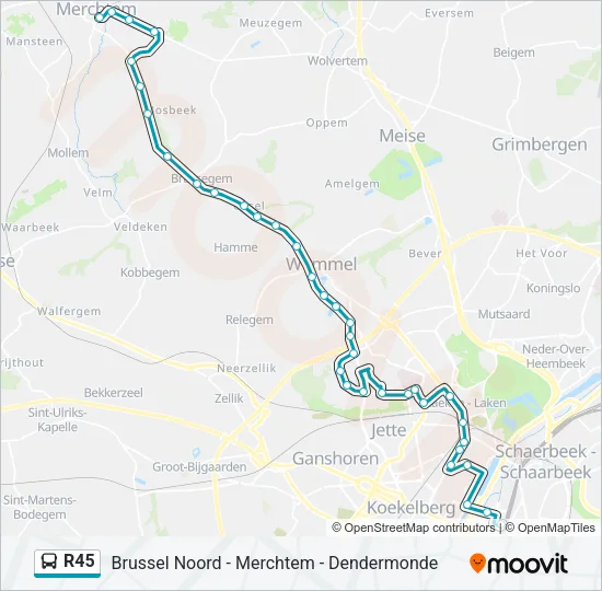 R45 Bus Line Map
