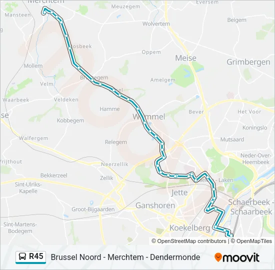 R45 Bus Line Map