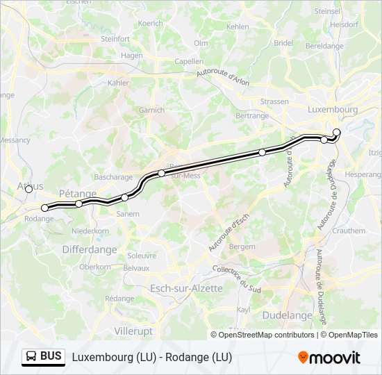 bus Route dienstregelingen, haltes en kaarten Luxembourg (Lu