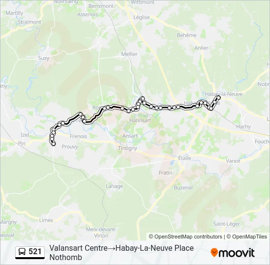 521 Bus Line Map