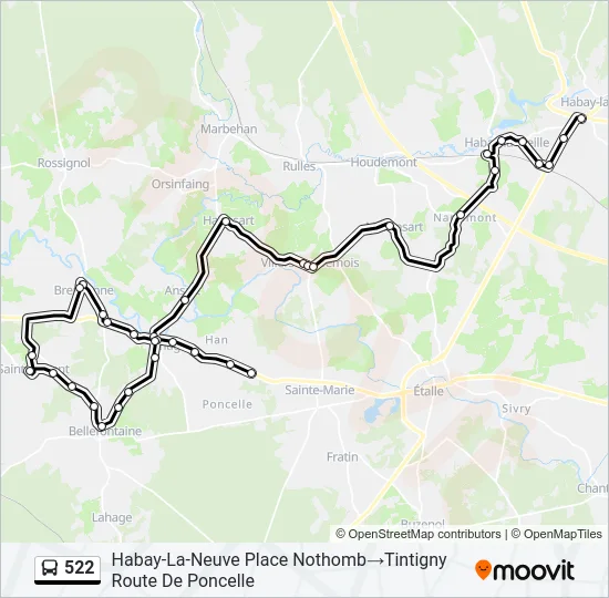 522 Bus Line Map