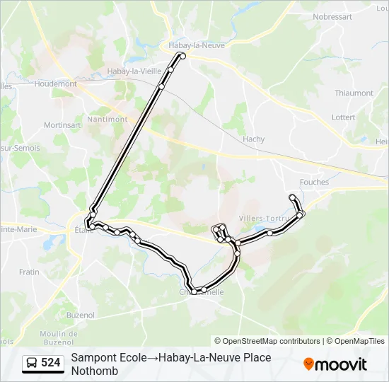 524 Bus Line Map