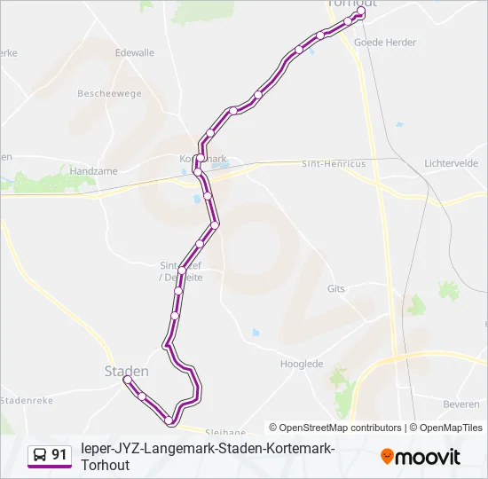 91 Bus Line Map