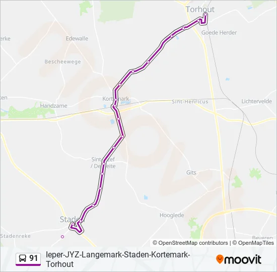 91 Bus Line Map