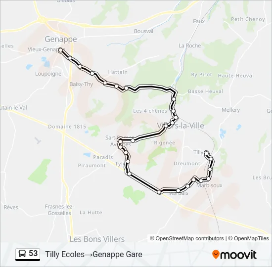 53 Bus Line Map