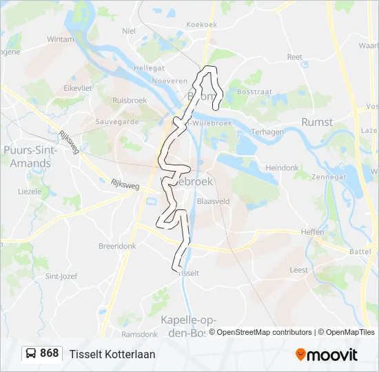 868 Bus Line Map