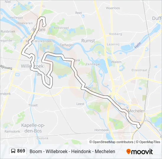 869 Bus Line Map
