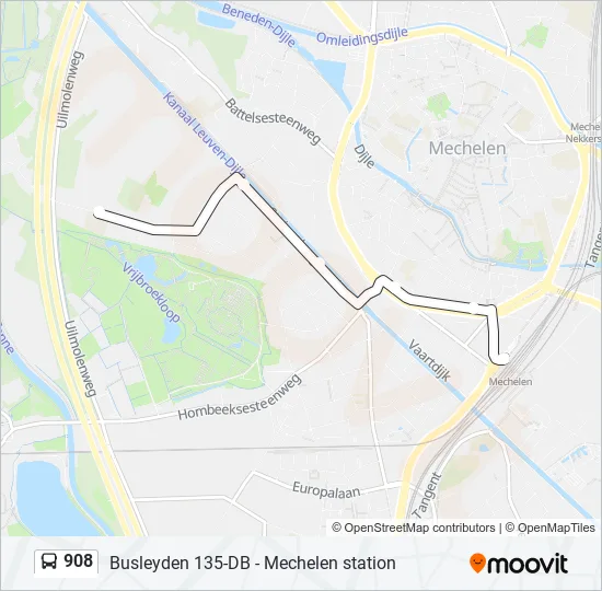 908 Bus Line Map