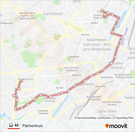 46 Bus Line Map
