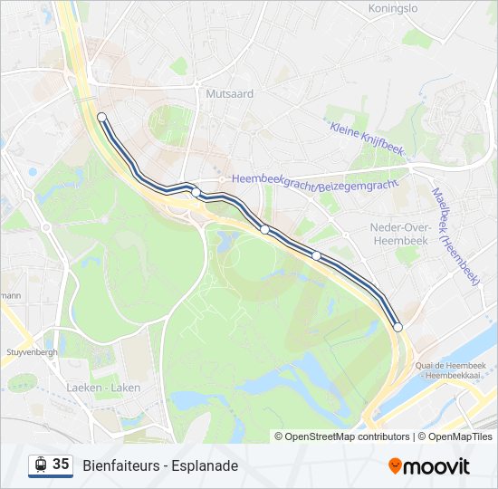 Plan de la ligne 35 de tram