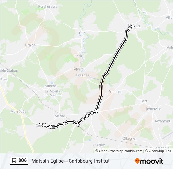 Plan de la ligne 806 de bus