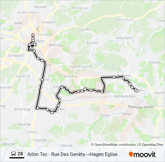 28 Bus Line Map