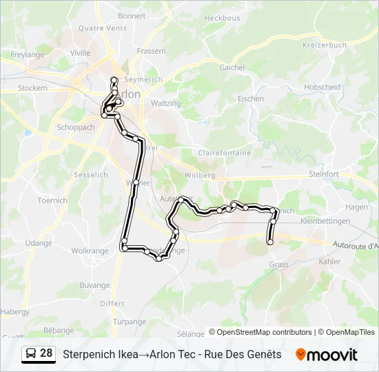 28 Bus Line Map