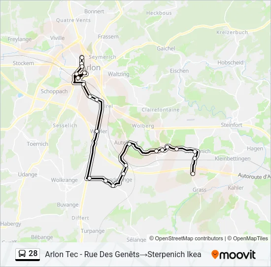 28 Bus Line Map