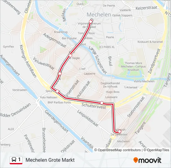 1 Bus Line Map