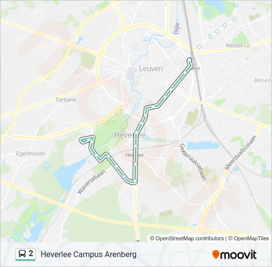 Plan de la ligne 2 de bus
