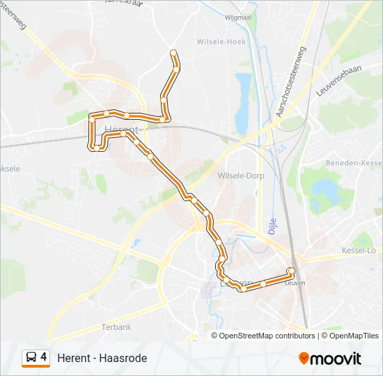Bus 4 lijnkaart