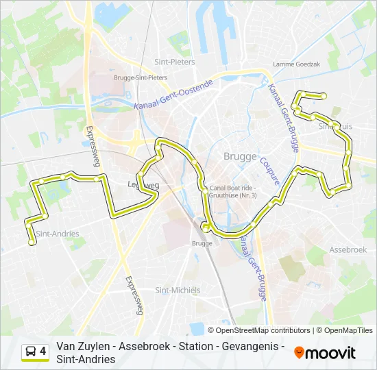 Bus 4 lijnkaart