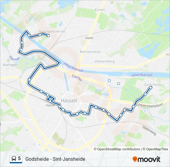 Plan de la ligne 5 de bus