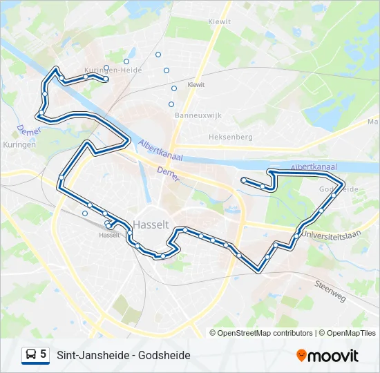 Bus 5 lijnkaart